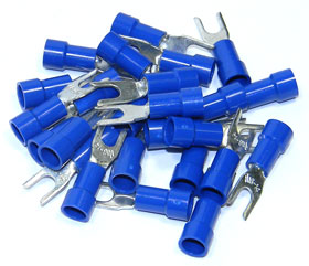 Fork Terminal, Blue for 14-16AWG, #6 Stud, 25Pcs.